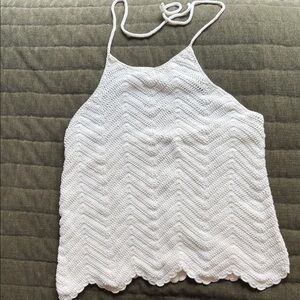 White Knit Halter Top Intermix Size L